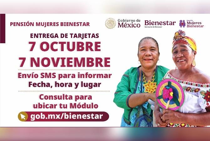 El 7 de octubre inicia entrega de tarjetas a mujeres de 60