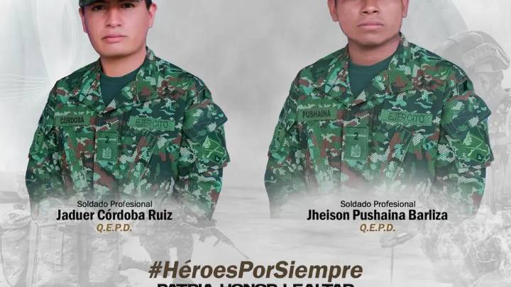 Ellos eran los dos militares que murieron en combates con disidentes de las Farc, en el sur del Cauca: la confrontación duró más de dos horas