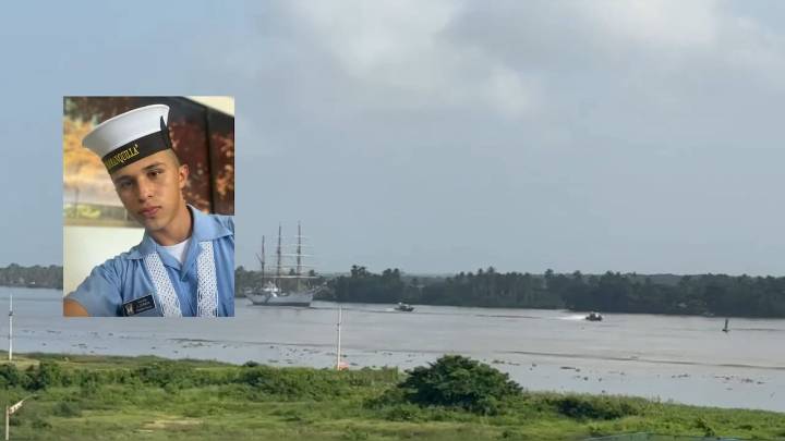 Hallan sin vida a grumete de la Armada que cayó desde el buque Gloria al río Magdalena, en Barranquilla