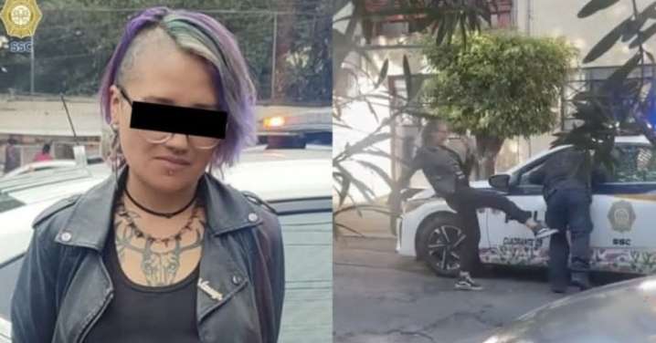 Lady patadas: captan a mujer agrediendo a policía en Ciudad de México