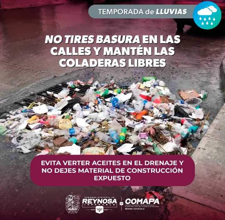 Exhorta COMAPA a mantener libres las alcantarillas en temporada de lluvias