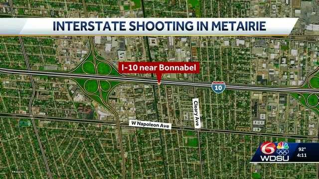 Person shot while riding in a car on I