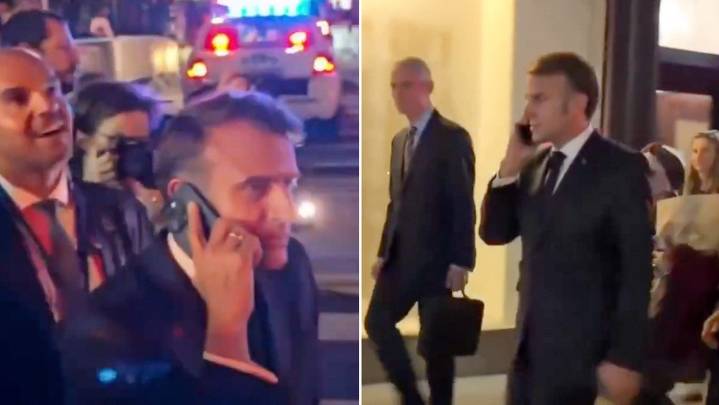 "Todo está bloqueado por ti": La comitiva de Trump corta el paso a Macron, y este lo llama (+Video)
