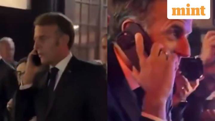 Watch: Emmanuel Macron blocked by Trump convoy, dials US president from street