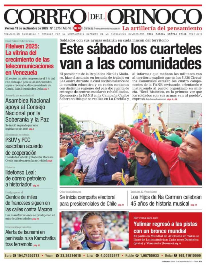 Edición Impresa Correo del Orinoco N° 5.275