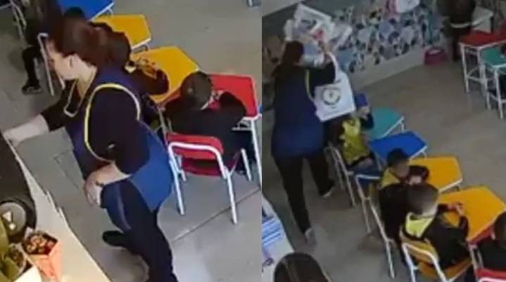 Maestra golpeó a un niño de kínder con libros y le tira...