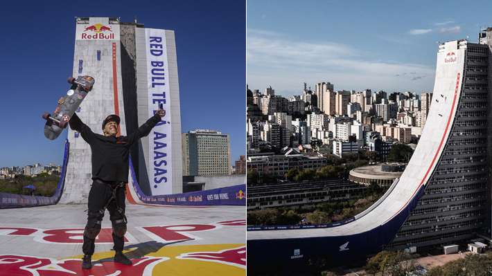 Impactante doble récord de skater brasileño en la "mayor rampa del mundo": Mira las increíbles imágenes Sandro Dias, de 50 años, fue el protagonista.
