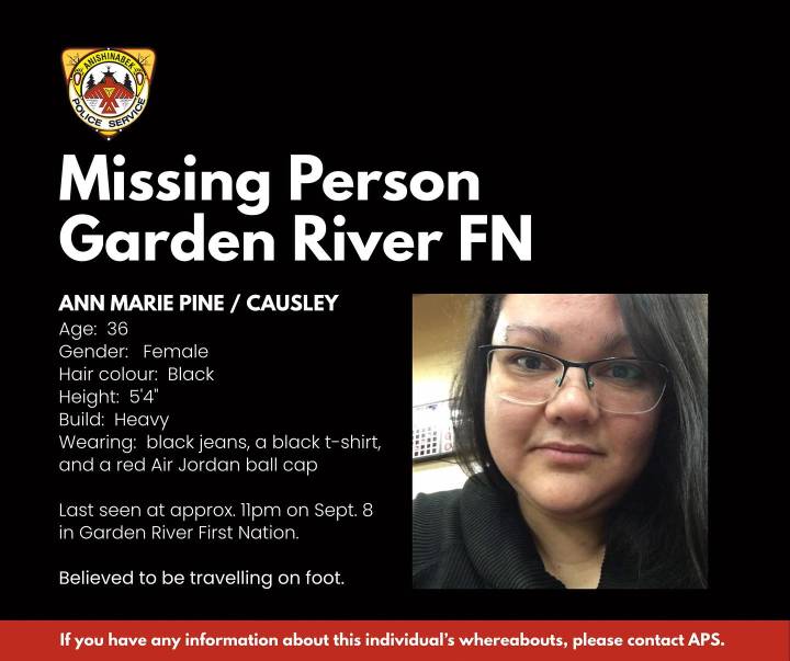 Garden River woman is missing