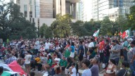 El Grito de Independencia de Mexico reenactment happening downtown