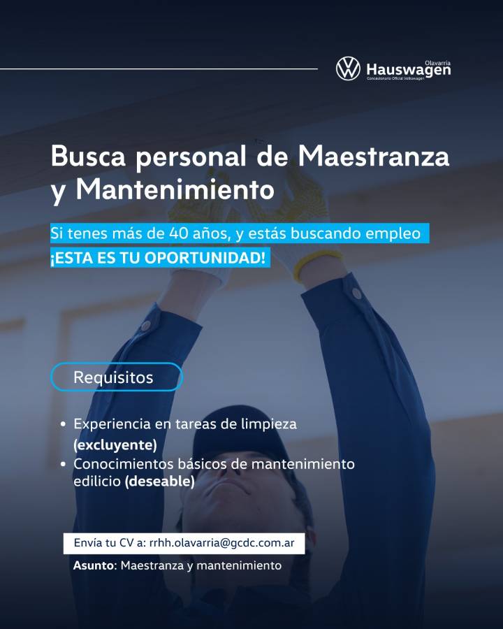 Hauswagen busca personal de maestranza y mantenimiento