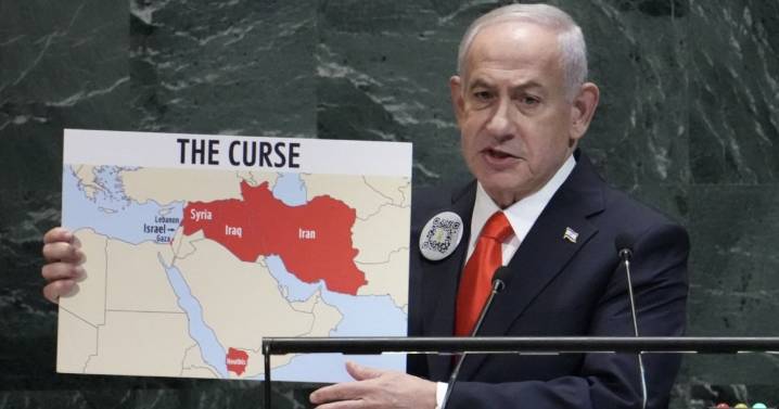 Netanyahu checks off countries on Middle East map with enemies Israel has targeted