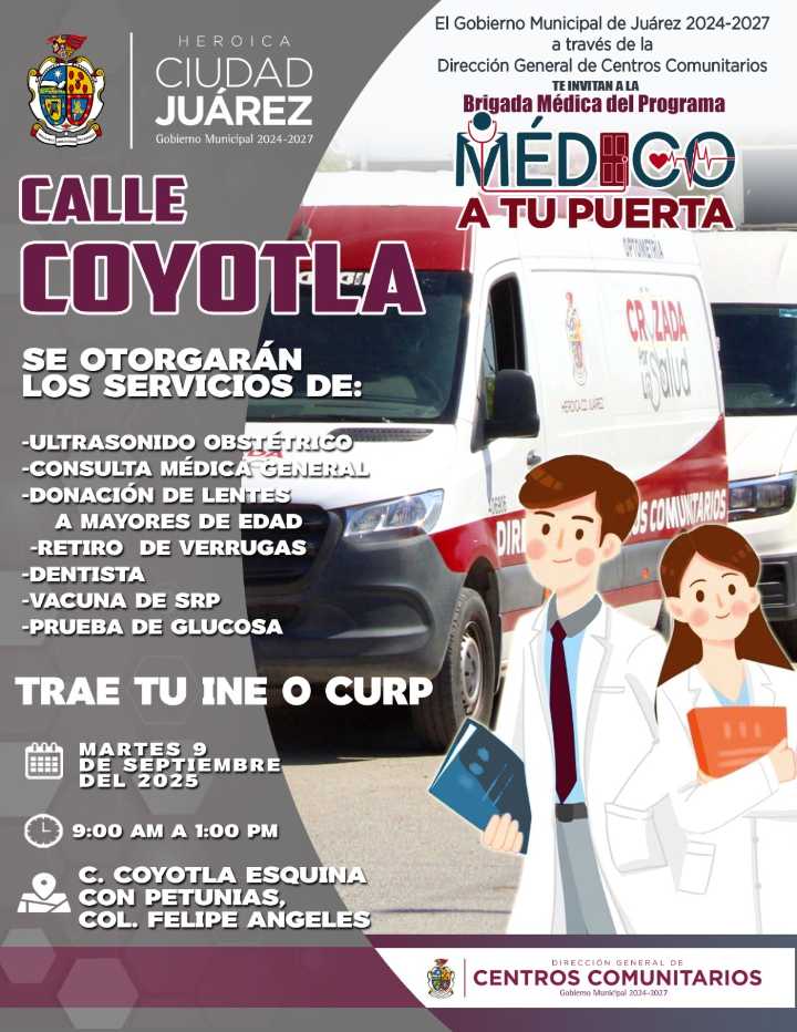 Llegará brigada Médico a tu Puerta a la colonia Felipe Ángeles