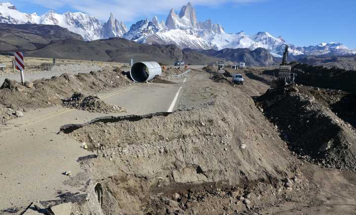 Vialidad Provincial comenzó la obra de remediación sobre la Ruta Provincial 41, al sur de El Chaltén