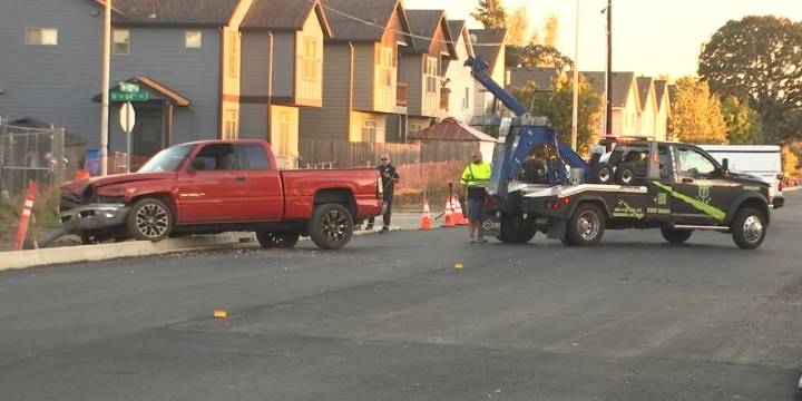Father dies, child in critical condition after being hit by pickup truck in Vancouver; Driver charged