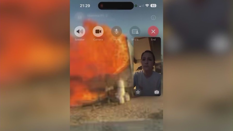FaceTime call captures moment California home erupts in flames