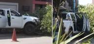 Camioneta conducida por un menor chocó contra dos árboles y terminó en la vereda, en Barrio Sur