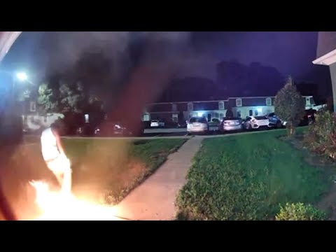 Neighbor's doorbell video shows moment suspected arson fire broke out