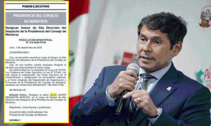 Exministro Julio Demartini regresa a la PCM como asesor