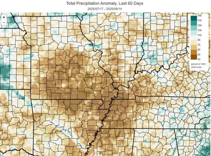 Drought worsens, extreme drought now in parts of Missouri and Arkansas
