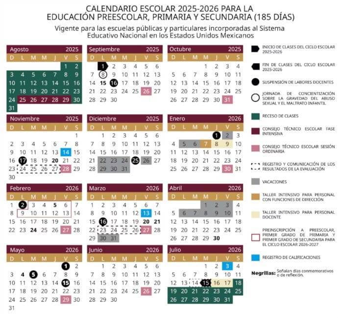 Calendario escolar 2025-2026: Puentes y días inhábiles