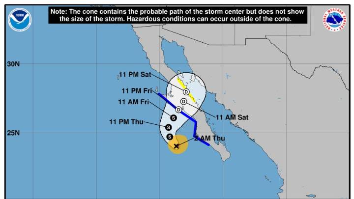 Hurricane Lorena path tracker, spaghetti models, latest forecast
