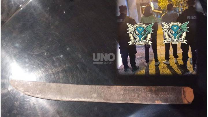Amenazaron a un joven con un machete y terminaron detenidos en barrio Brigadier López