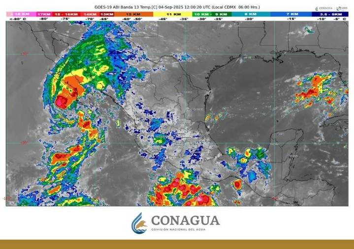 Se prevén lluvias de muy fuertes a torrenciales en Baja California,Baja California Sur, Sonora, Sinaloa y Durango
