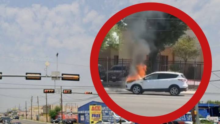 Fuego infernal acaba con camioneta y provoca caos vehicular en Laredo