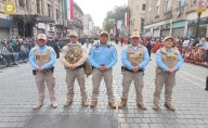Policía de diversos agrupamientos resguarda Desfile Cívico Militar en Paseo de la Reforma