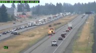 Vehicle fire blocking I-90 westbound lane near Geiger, Medical Lake interchanges