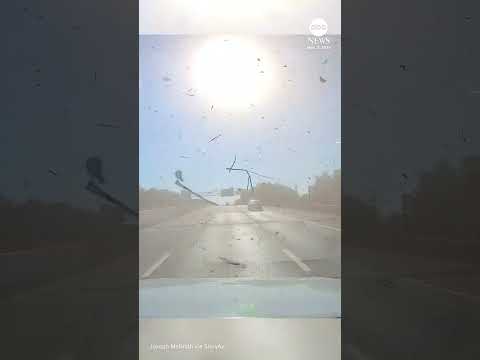 Car goes flying over several lanes of traffic on Long Island highway