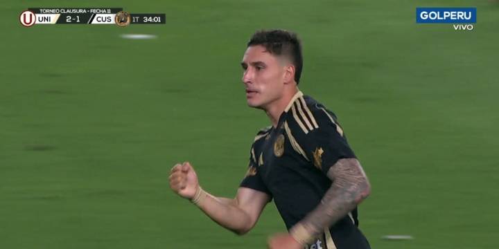 Facundo Callejo marcó golazo de cabeza para recortar distancias en Universitario vs Cusco FC por Liga 1 2025