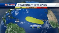 A low chance of tropical formation is outlined in the Atlantic
