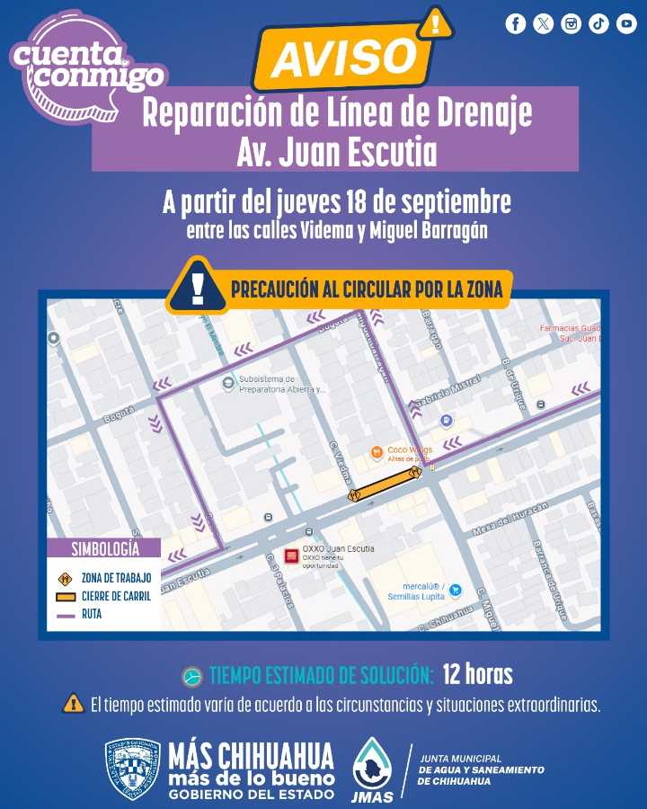 Reparará JMAS drenaje en la Juan Escutia