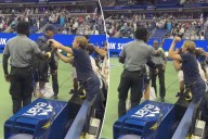 US Open fan caught grabbing Jannik Sinner's bag in bizarre moment
