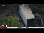 LIVE SKYFOX: Truck smashes into building near Houston after pursuit, shots fired, car under debris