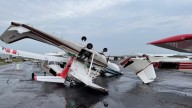 Denton, TX: 75 mph winds damage airport hangar, planes