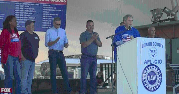 US Senate candidate Sherrod Brown speaks to union workers in Lorain