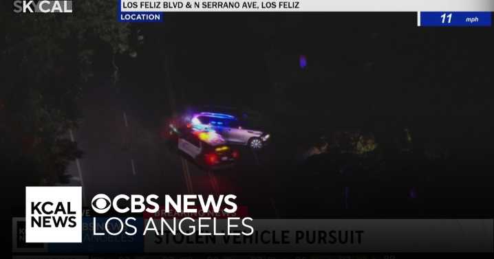 Stolen car suspect runs over spike strip during pursuit, arrested following standoff in Los Feliz
