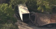 Box truck pursuit ends in crash, gunfire in west Houston