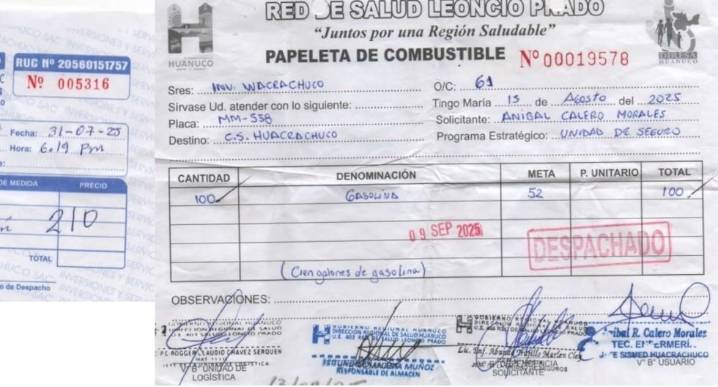 Huánuco: combustible que debía ser usado en centro de salud termina en manos de terceros