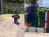 Normalistas atacan cuartel militar en Iguala a 11 años del caso Ayotzinapa