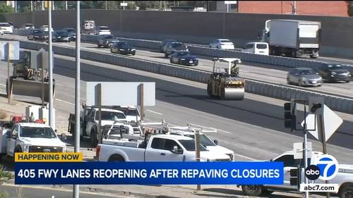 Los Angeles traffic: 405 Freeway lanes in the Sepulveda Pass to reopen Monday after Caltrans pavement work closure