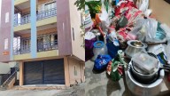 Three-storey house tilts in Madavara, tenants vacate