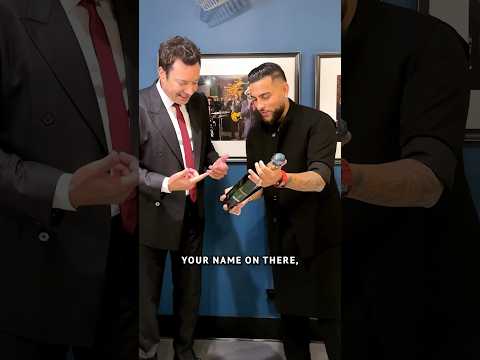 #KaranAujla celebrates his new album P-Pop Culture by gifting Jimmy a bottle of Patron!