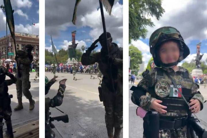 Soldado de Fuerzas Especiales rompió filas en desfile para darle insignia a una niña en CDMX