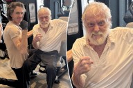 Dick Van Dyke flexes muscles at the gym with Rick Springfield
