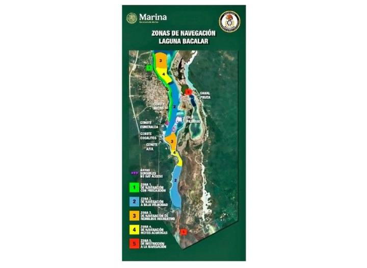 Serán cinco las zonas delimitadas para navegación en la Laguna de Bacalar: Capitanía de Puerto