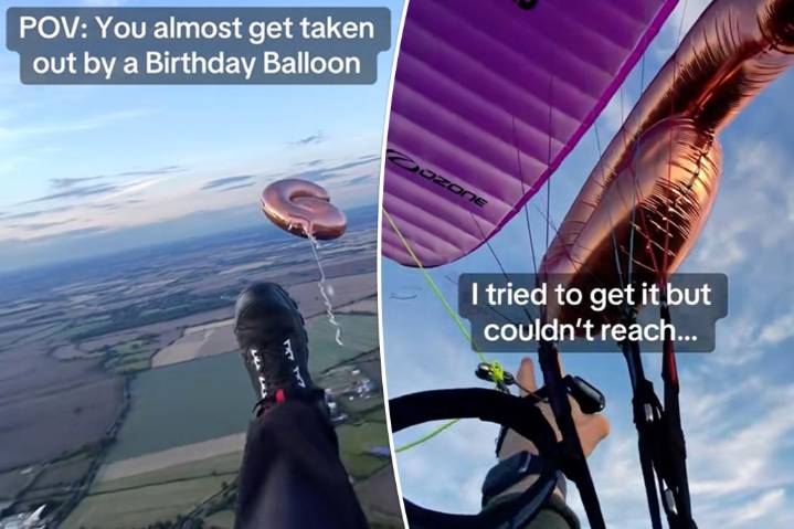 Paraglider documents near death experience with balloon