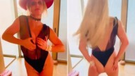 Britney Spears grabs her bum and boobs in plunging sheer lingerie as she performs racy dance